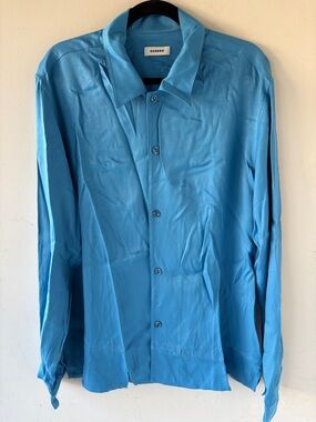 Sandro Men's Button-Up Shirt in Sky Blue